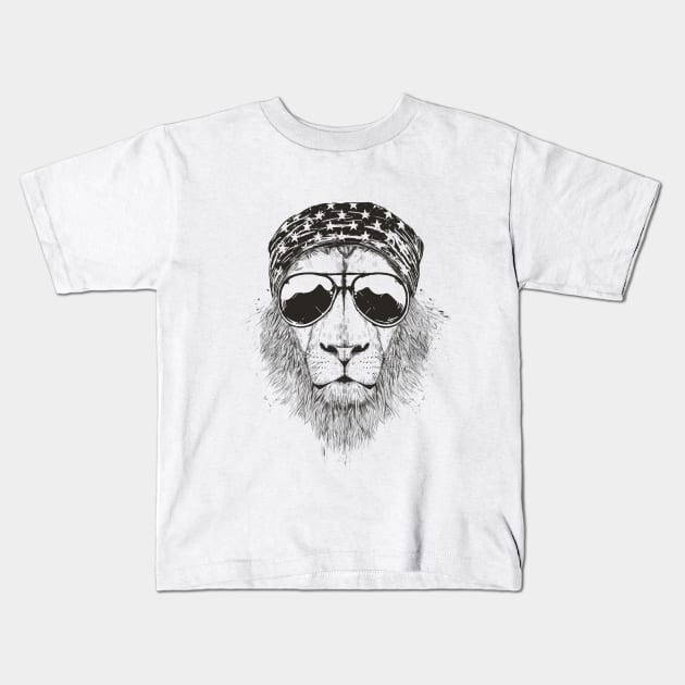 Wild lion (bw) Kids T-Shirt by soltib